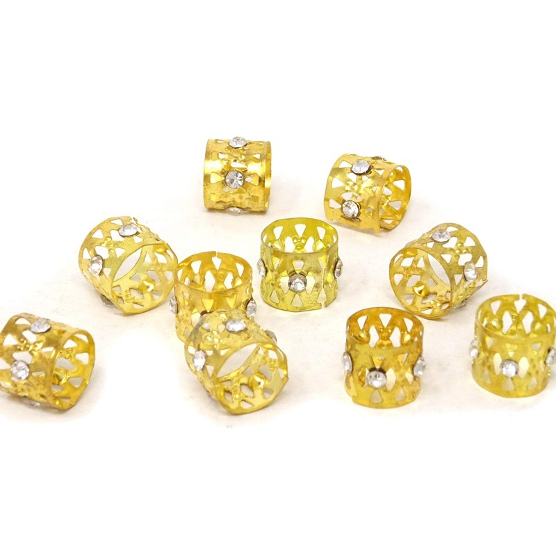 Honbay 20PCS Gold Rhinestone Hair Rings Dreadlocks Beads Braid Hair