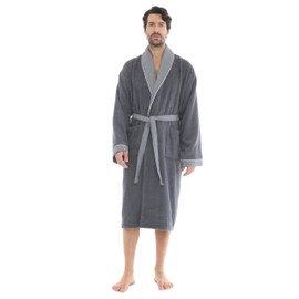 Seritaine Luxurious Men's Robe, 100% Turkish Cotton, Bathrobe Men, Long Spa Robe (L-XL)