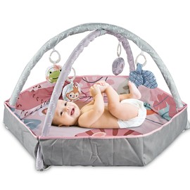 Henry & Colin Baby Activity Play Gym Mat with Hanging Toys, Soft Padded Mat, Sensory Development Play Area for Newborns and Infants, Convertible Play Center for Tummy Time and Fun Learning (Pink)