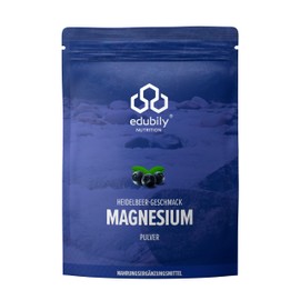 edubily nutrition® Magnesium Komplex Pulver Mit Magnesiumglycinat, Citrat & -Carbonat, Ohne Magnesiumstearat, Mit Vitamin B6, Vegan (300 g Pulver) (Heidelbeere)
