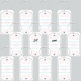 12 Pcs Hockey Luggage Tags for Suitcases Labels Bag Backpack Charm Keychain with Metal Ring 4.5 in PVC ID Name and DIY Tags for Men Women Ice Hockey Enthusiast Sport Teams Gifts