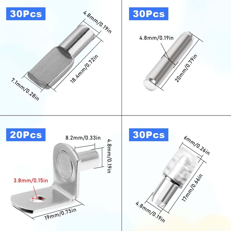 110pcs Shelf Support Pegs Pins Kit,L-Shaped Clips Holders for Cabinet