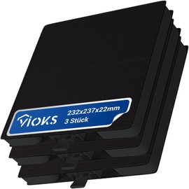 VIOKS Pack of 3 Activated Carbon Filters Cooker Hood 232 x 237 x 22 mm Replacement for Bosch DHZ5326 11026769 00705431 LZ53251 Z5101X1 - Carbon Filter for Cooker Hoods Bosch Neff Constructa