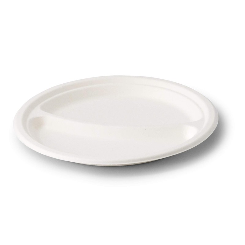 BIOZOYG Disposable Plates, Pack of 50, 2 Chambers, Diameter 22