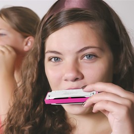 East top Harmonica Blues Harmonica Beginner C Tone 10 Holes Harmonica for Beginners, Kids, Students, Gift (Pink)