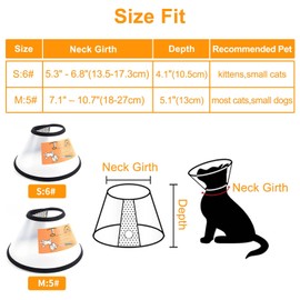 VOVIGGOL 2 Pack Cat Cones to Stop Licking, Cat E Collar Pet Cone for Cats After Surgery, Pet Elizabethan Collar Dog Head Cone Recovery Cone for Most Cats & Small Dogs (Size M, 5#)