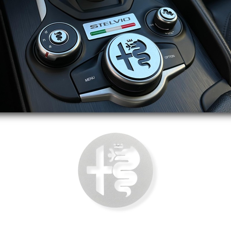 Anodised Aluminium Plate with Logo Compatible with Giulia and Stelvio