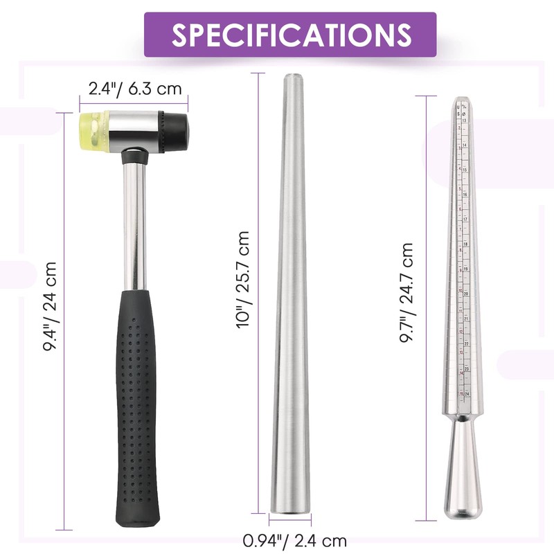AMGSH Ring Mandrel Sizer Tool with Metal Mandrel Finger Sizing
