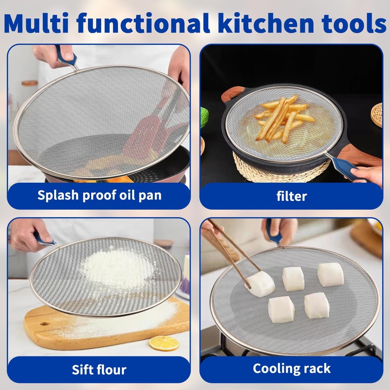 Splatter Screen for Frying Pan - 8.3’’ Stainless Steel Grease
