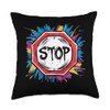 Graffiti Stop Sign Road Sign Throw Pillow