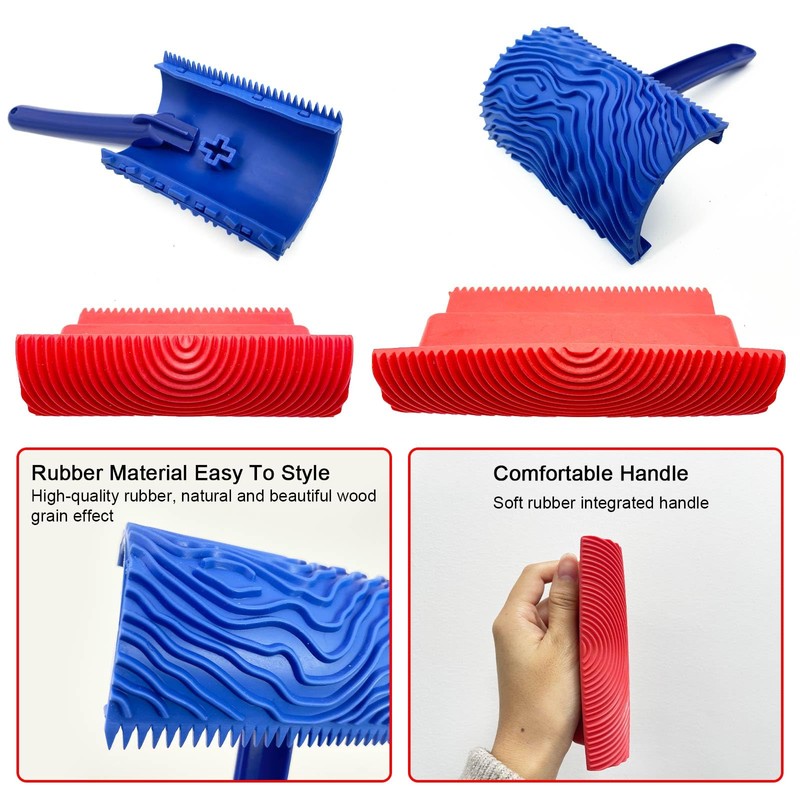 4-Pack Wood Grain Tool, Wood Graining Roller Painting Tool with