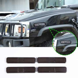 PIUGILH Side Turn Signal Light Lamp Cover Guard Trim Compatible with Hummer H2 2003-2009, Smoked Black Shell Decorative Exterior Accessories Light Bezel Decor