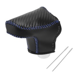 HEROFFIX 1 Set Gear Shift Knob Cover for Hyundai Elantra 2021-2023 Stick Shifting Handle Protector Black Carbon Fiber Blue Faux Leather