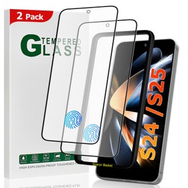 2 Pack Galaxy S24/S25 Matte Screen Protector,9H Hardness HD Tempered Glass,Anti-Glare,Anti-Scratch,Smooth and Responsive Absolute,No Bubbles,High Definition,Fingerprint Unlock,With Installation Frame