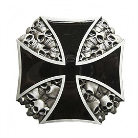 Westernranch Belt Buckle Iron Cross Iron Cross Skull Biker, multicoloured
