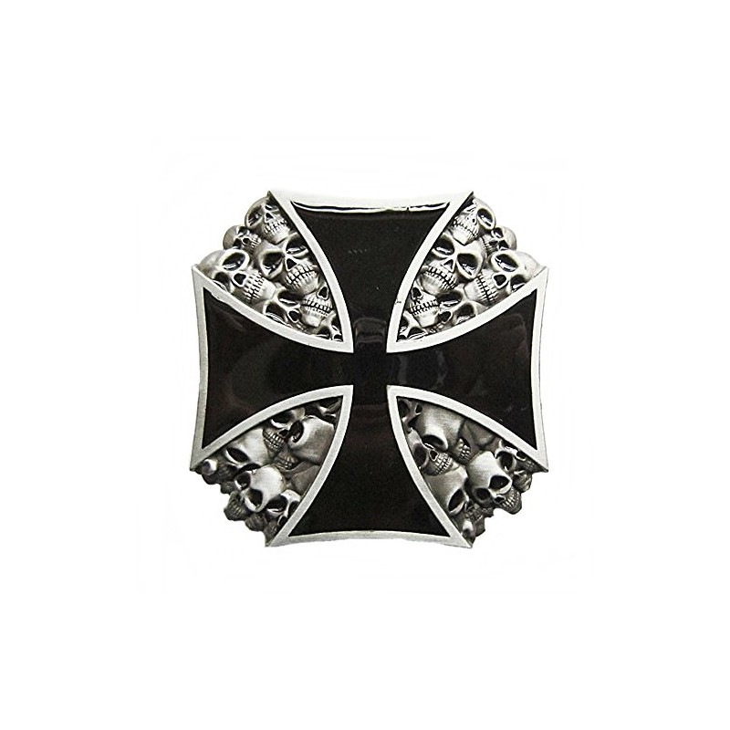 Westernranch Belt Buckle Iron Cross Iron Cross Skull Biker, multicoloured