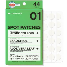 Caraseoul Parches para el Acné – Parches Hidrocoloides para Espinillas e Imperfecciones con Bakuchiol y Aloe Vera, Skincare Coreano, Dermatológicamente Probado, 2 Tamaños (10, 12 mm) [44 Unidades]