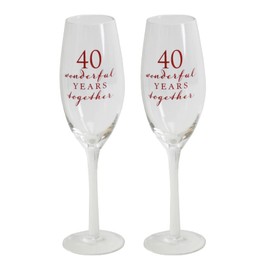Happy 40th Ruby Anniversary Pair Of Champagne Glasses