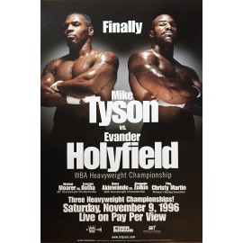 Original Vintage Iron Mike Tyson vs. Evander Holyfield 1996 Boxing Fight Poster