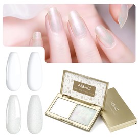 ABAC Solid Gel Nail Polish Set,Full-size 2 Colors White & Glitter White Soak Off UV Gel Polish kit,Ombre Patting Gel,Nail Art Manicure Salon DIY Design at Home Gift for Woman