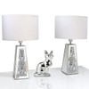 GOTHICO Silver Mirror Crushed Diamond LED Table Lamp, Four Prism