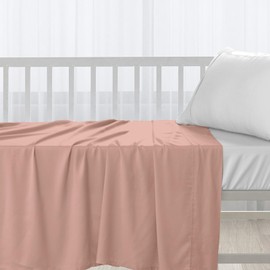 Pizuna Baby Flat Sheet for Crib 120 x 150 cm, Misty Rose, 400 Thread Count 100% Long Staple Cotton Flat Bed Sheet, Soft Sateen Weave Baby Crib Sheet with 5 cm Hem