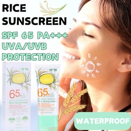 Rice Sunscreen SPF 65, Water Resistant Face Sunscreen PA+++, SPF Face Suncream with UVA/UVB Protection, SPF Moisturiser with Natural Organic 30% Rice, Non-Greasy Sun Lotion, Even Skin Tone, 60ml