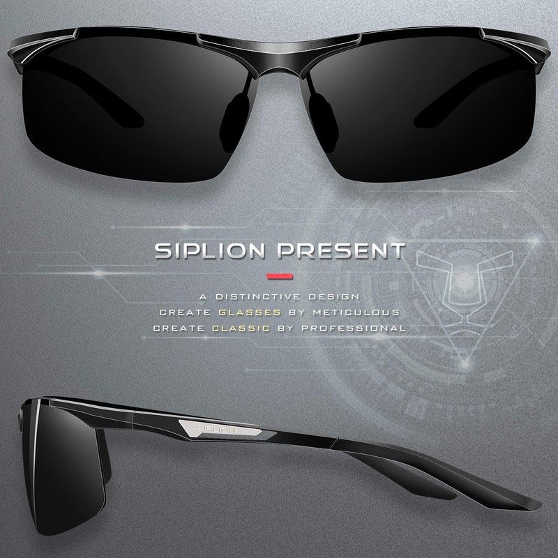 SIPLION Men's Sunglasses Polarized Sport Glasses for golf fishing driving