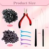 FEXICHUJI Hair Extension Microlink Tool Kit, 1000 Silicone Nano Microbeads,