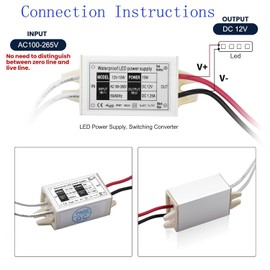 Klarlight 15W DC 12V Waterproof IP67 LED Driver Transformer, 110V AC to 12V DC Converter for Outdoor LED Lights (Pack of 2)