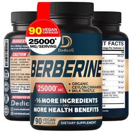 25000Mg Berberine Supplement - 18 Herb with Ceylon Cinnamon, Milk Thistle, Turmeric & more - Support Heart, Body Management & Immune - 90 Capsules for 45 Servings