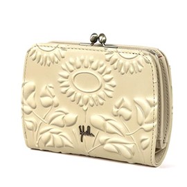 Sybilla 5470440 Sombra Bi-Fold Wallet Coin Purse, Flower Pattern, Cowhide Leather, Genuine Leather, beige (42)