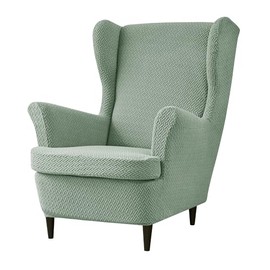 Nvatorfox Wingback Chair Cover, 2 Piece Stretch Jacquard Wingback Chair Slipcovers Thick Wing Back Chair Covers with Arms Wing Chair Slipcover Wing Back Chair Cover with Elastic Bottom - Matcha Green