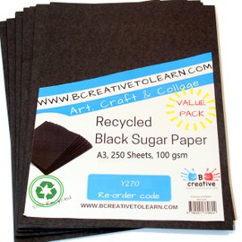 A5 Recycled Black Coloured Card 270gsm Pack of 50 Sheets by BCreative®