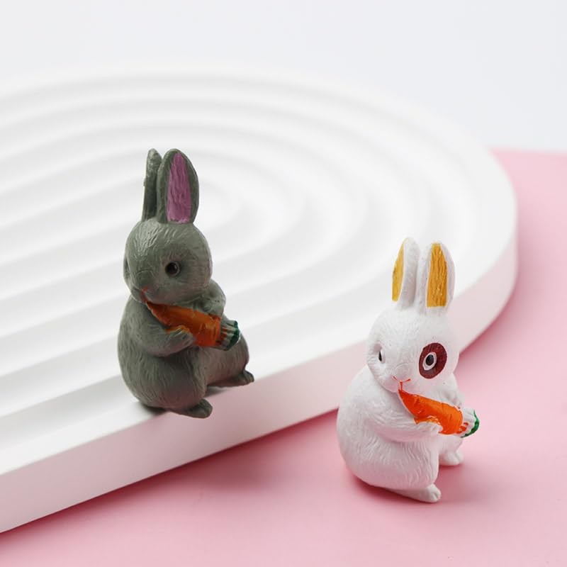 SHIDXIB 24Pcs Plastic Rabbit Figures Animal Rabbit Character Set Fairy