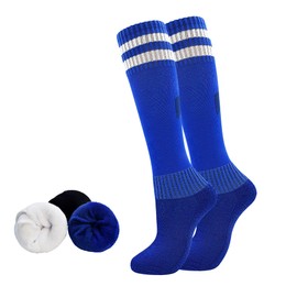 HYCLES Football Socks Children's Athletic Socks 1/2 Pair for Boys and Girls Breathable Grip Sports Training Football Socks Football Training Running Sports 3-6 Years, 1 x 03 # blue