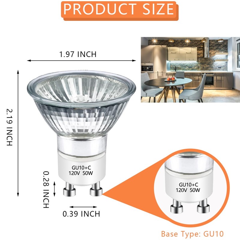 GU10 Halogen Bulb 120v 25W Halogen Light Bulbs, 2800k Warm
