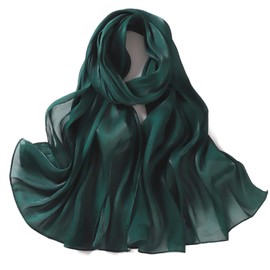 Premium Soft Shimmer Hijab Head Scarf for Islamic Muslim Hair Wraps Women Lightweight Scarves Sheer Crepe Shawl Wrap (Deep Green)