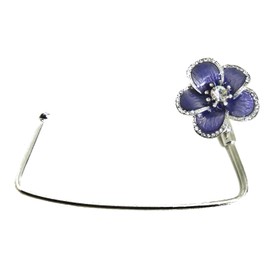 Womens Sparkly Crystal Diamante Rhinestone Purse Shoulder Crossbody Tote Bag Handbag Portable Instant Hanging Hanger Hook For Desks Tables Birthday Christmas Gift Silver Tone Purple Flower