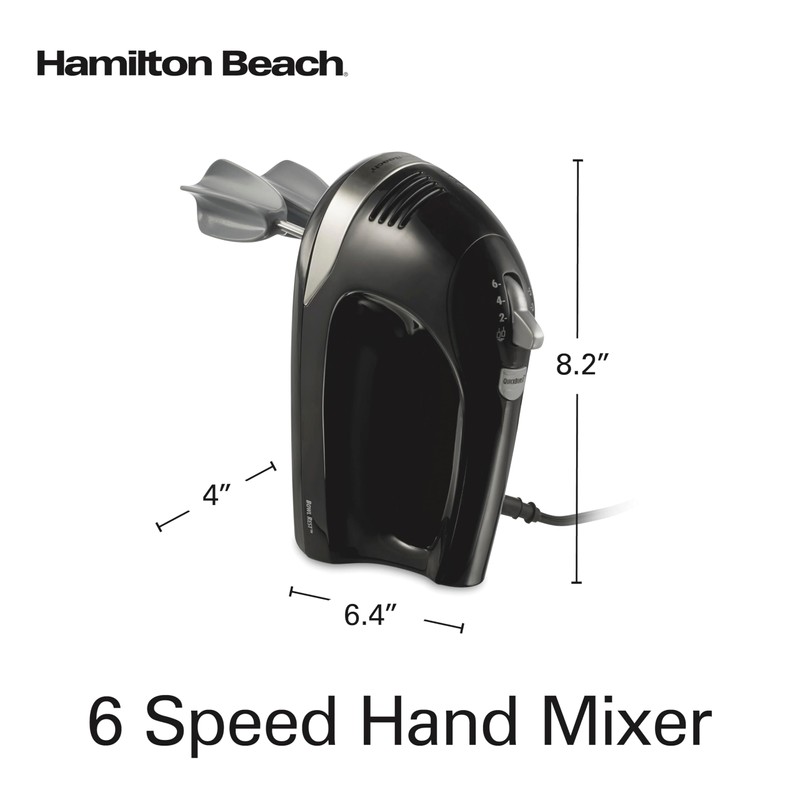 Hamilton Beach 6-Speed Electric Hand Mixer with Whisk, Dough Hooks