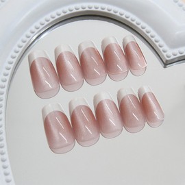 Miss Mumu Nail Tips, 24 Pieces, Nail Tips, Long, Spring/Summer, Simple, Cute, Stylish, Popular, Nail Sticker, Bridal Nails, Glossy, Fake Nails, For Various Occasions, Clear French-MY171