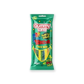 Gummy Land Sweet Sour Fizzy Laces Fruit Mix - Vegan - Halal - 80g (Pack of 12)