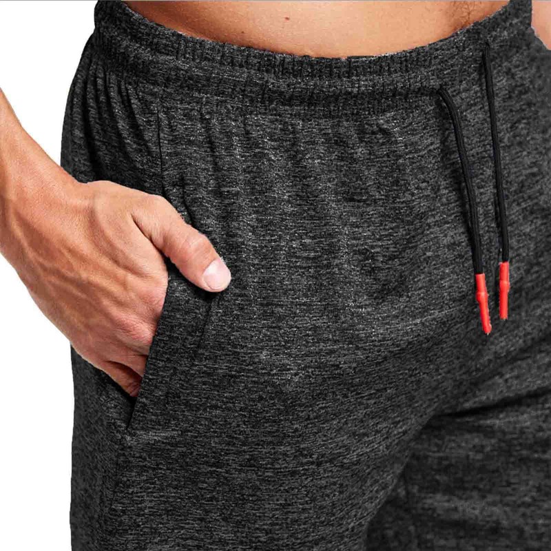 JustSun Men's Sports Shorts with Zip Lightweight Stretch Fabric, black,