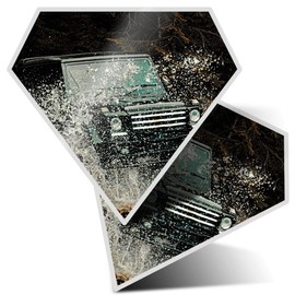 2 x Diamond Stickers 7.5 cm - 4x4 Car Driving Off Road Farmer Fun Decals for Laptops,Tablets,Luggage,Scrap Booking,Fridges, #12711