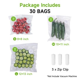 Vixino Vacuum Sealer Bags for Food, 30 Reusable BPA-Free Vacuum Seal Bags