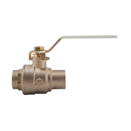 Watts LFFBVS-3C-M1 2-Piece Full Port Ball Valve, 3/4 Inch, Solder End Connections, Brass Body and Chrome Plated Brass Ball, Bottom-Loaded Blowout Proof Stem and Steel Handle