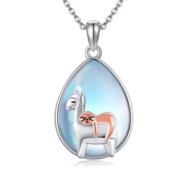 JERWLI Alpaca Sloth Necklace 925 Sterling Silver Alpaca Sloth Pendant Jewelry Gifts for Women Alpaca Sloth Lovers