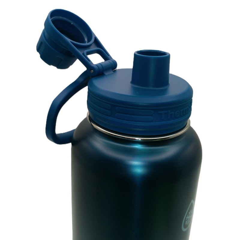 ThermoFlask Stainless Steel Water Bottle, 40 oz, 2-Pack (Silver/Blue Brushed)