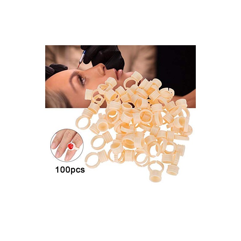 Pack of 100 Disposable Eyebrow Tattoo Ring Ink Cup Microblading