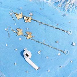 2pcs Anti Lost Earrings for Airpods Wireless Earphone Holder Butterfly Cactus Sunflower Mushroom Strap Earrings Holder Earhooks for Women, Stainless Steel, No Gemstone